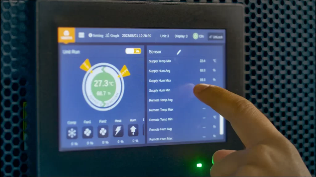 Edgefy: Data center modular SERPRO: Tela de gestão do ar-condicionado